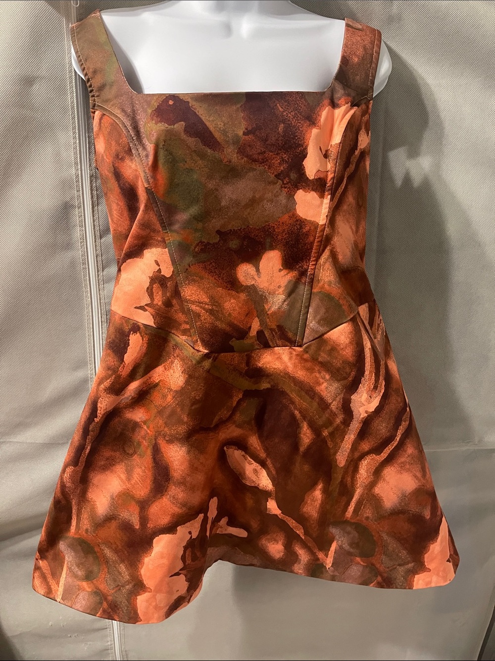 PrettyLittleThing Copper and Rust Printed Dress